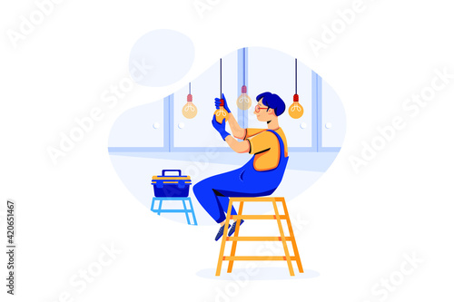Handyman Service Illustration concept. Flat illustration isolated on white background.