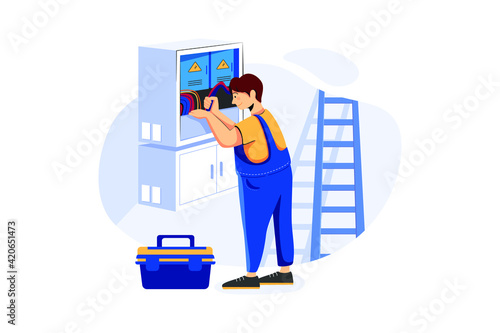 Handyman Service Illustration concept. Flat illustration isolated on white background.