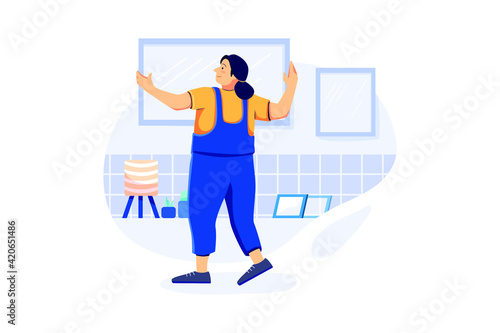 Handyman Service Illustration concept. Flat illustration isolated on white background.