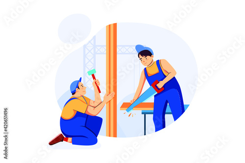 Handyman Service Illustration concept. Flat illustration isolated on white background.