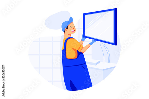 Handyman Service Illustration concept. Flat illustration isolated on white background.