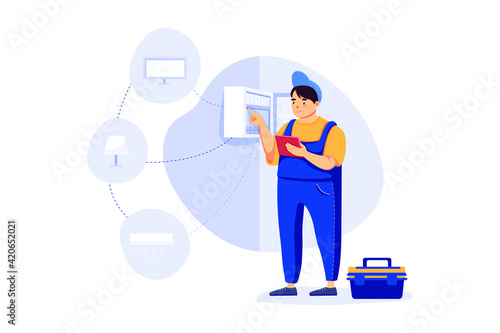 Handyman Service Illustration concept. Flat illustration isolated on white background.