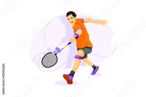 Badminton - Sport Vector Illustration concept. Flat illustration isolated on white background.