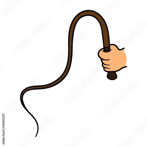Cartoon Hand Holding Whip Illustration