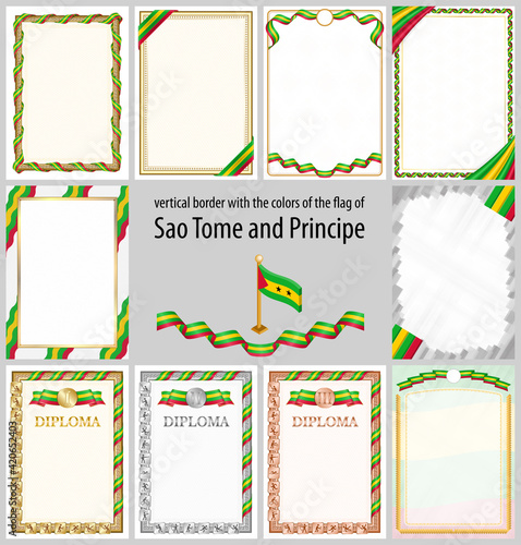 Vertical frame and border with Sao Tome and Principe flag