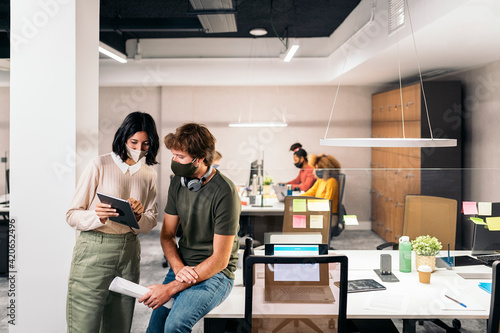 Office Workers Using Face Masks photo