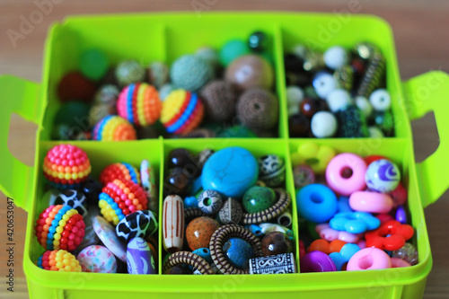 Bilde på lerret Colored stone beads for needlework