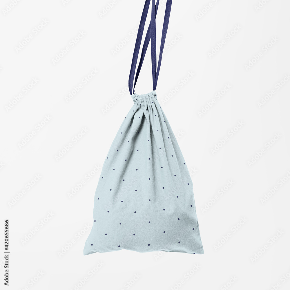 Drawstring pouch bag blue accessory studio shoot Drawstring pouch bag blue accessory studio shoot