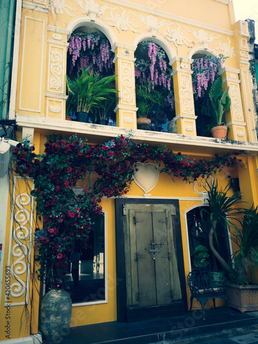 A modern Sino Portuguese building at Phuket Old Town photo