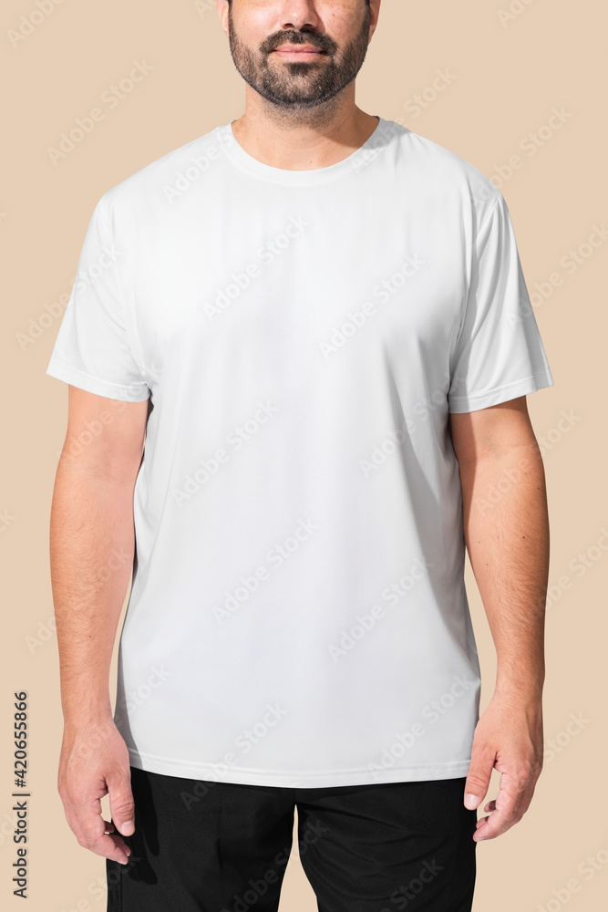 Man wearing minimal white t-shirt Man wearing minimal white t-shirt
