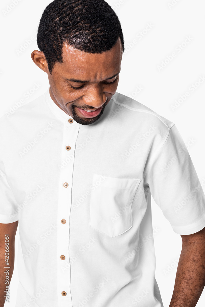 African American man wearing white shirt close-up African American man wearing white shirt close-up