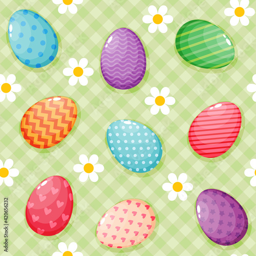 Seamless pattern with colorful painted easter eggs vector