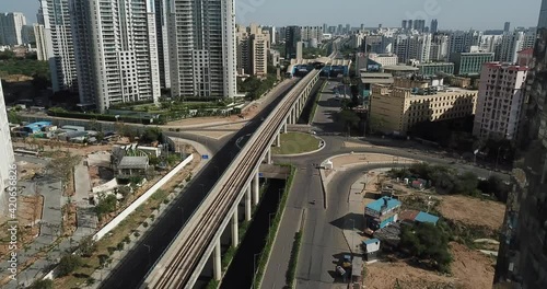 Aerial Shot of Gurgaon or Gurugram in Covid-19 Lockdown in India
 photo