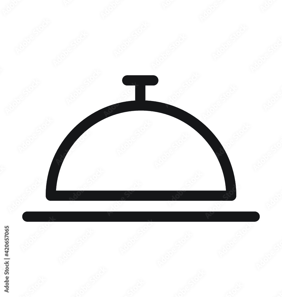 Food Cloche Vector Outline Icon Food Cloche Vector Outline Icon