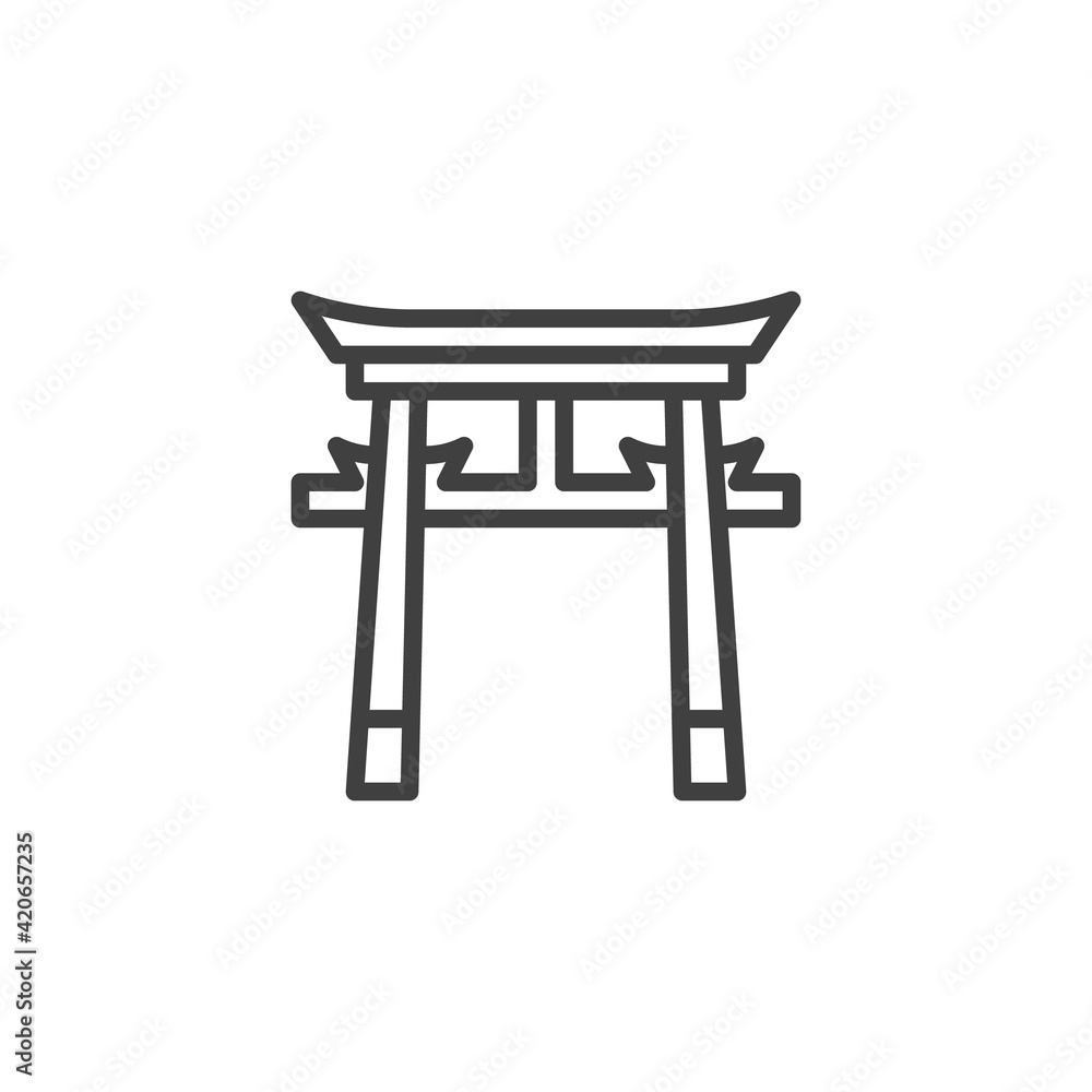 Torii gate line icon Torii gate line icon