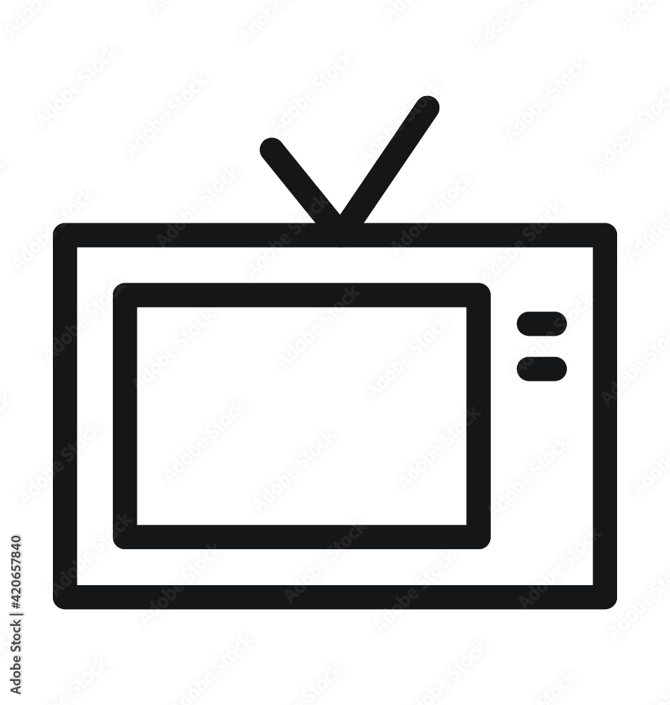 Retro TV Vector Outline Icon Retro TV Vector Outline Icon