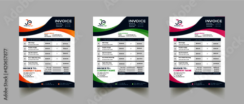 Abstract creative corporate business invoice template design Premium Vector with 3 Colour. 