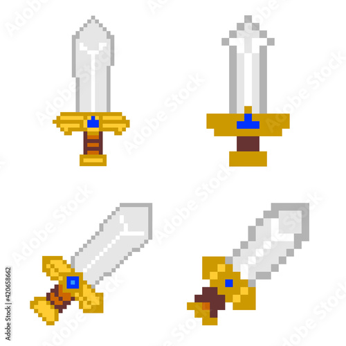 Pixel art sword vector icon ドット絵の聖剣アイコン