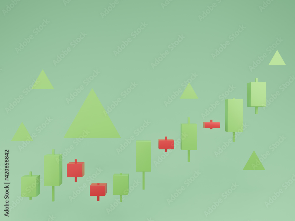 3D rendered up trend stock candlestick graph. 3D rendered up trend stock candlestick graph.