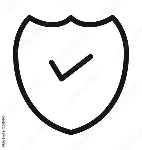 Shield Tick Vector Outline Icon