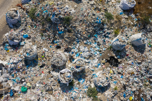 aerial view of landfills and its plastic pollution