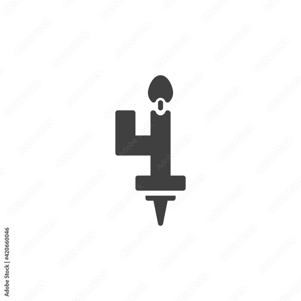 Number 4 candle vector icon Number 4 candle vector icon