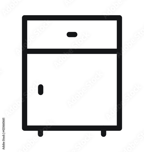 Bedside Table Vector Outline Icon