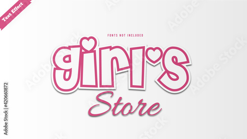 Girls Store text effect design vector