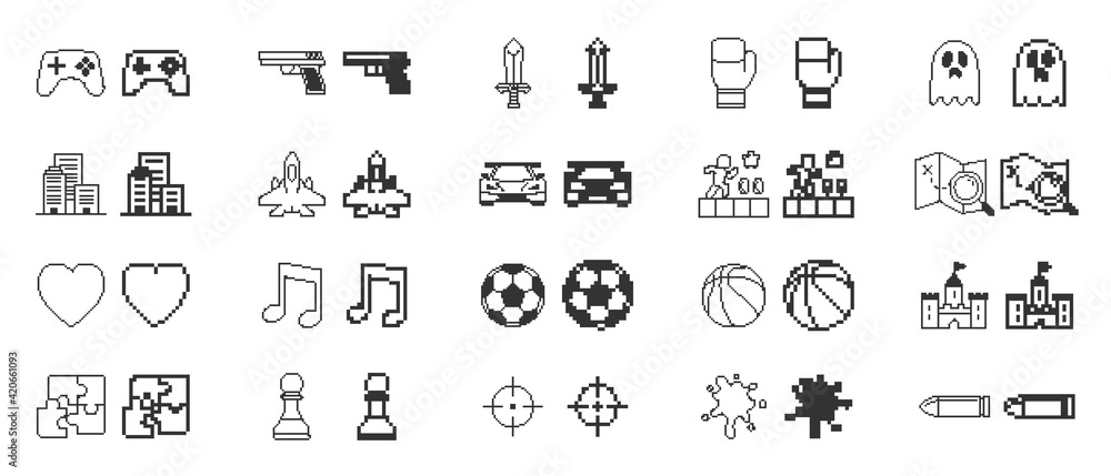 Pixel art video game vector icon ドット絵ゲームアイコンセット Stock Vector | Adobe Stock