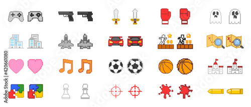 Pixel art video game vector icon ドット絵ゲームアイコンセット