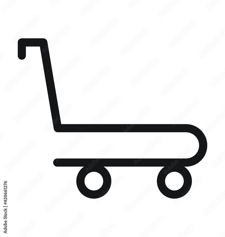 Luggage Trolley Vector Outline Icon Luggage Trolley Vector Outline Icon