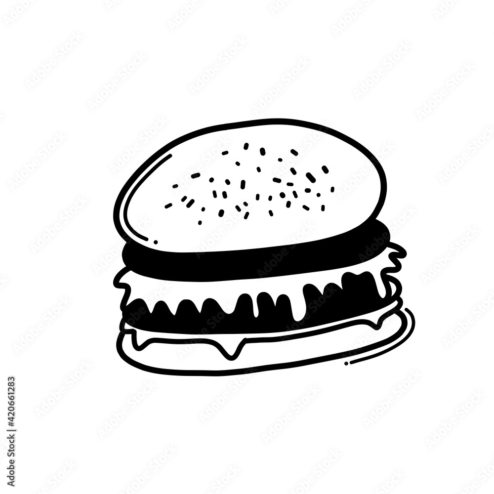 hamburger doodle vector icon. Drawing sketch illustration hand drawn line eps10 hamburger doodle vector icon. Drawing sketch illustration hand drawn line eps10