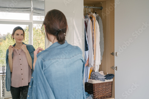 Woman Checking Her Wardrobe photo