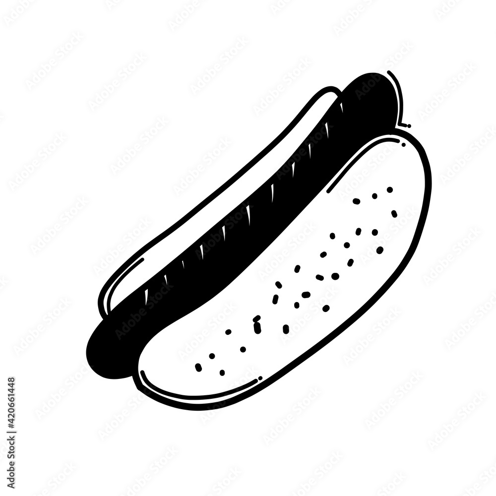 hot dog doodle vector icon. Drawing sketch illustration hand drawn line eps10 hot dog doodle vector icon. Drawing sketch illustration hand drawn line eps10