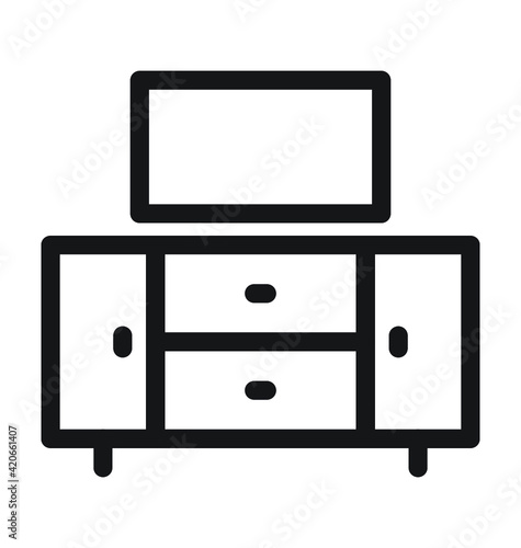 TV Stand Vector Outline Icon