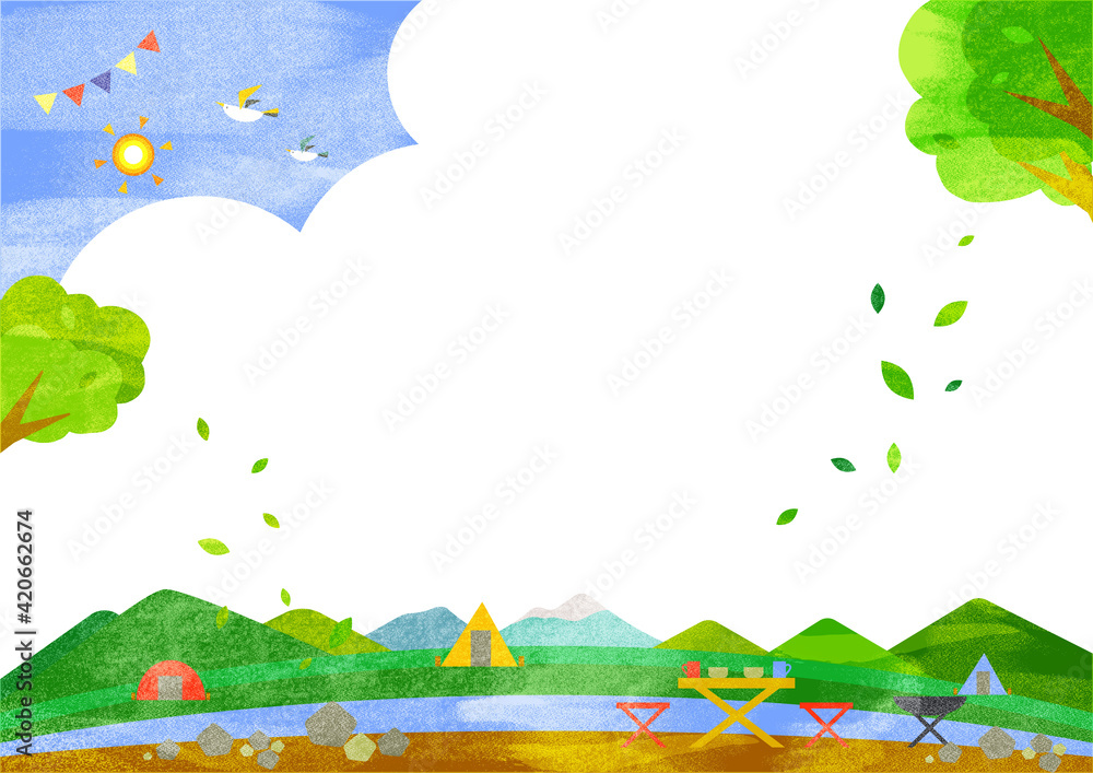 さわやかな夏のキャンプ場の背景素材イラスト 水彩風テクスチャ Stock イラスト Adobe Stock さわやかな夏のキャンプ場の背景素材イラスト 水彩風テクスチャ Stock イラスト Adobe Stock