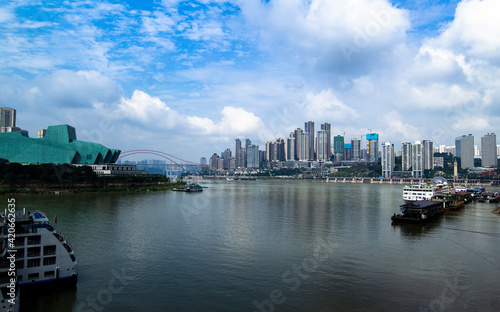 Confluence of Two Rivers in Chongqing