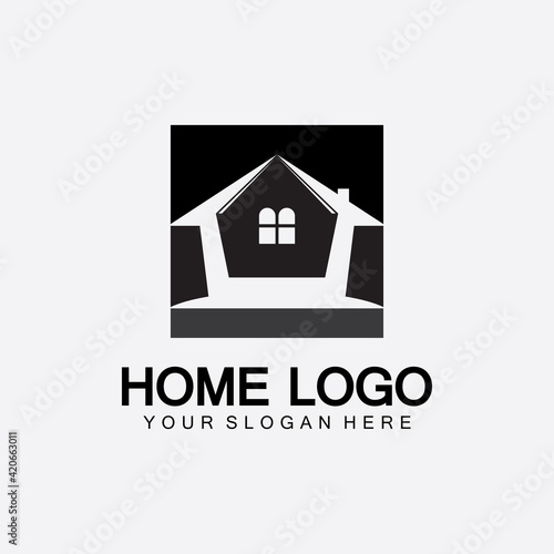 Home logo icon vector illustration design template.Home and house logo design vector, logo , architecture and building, design property , stay at home estate Business logo.