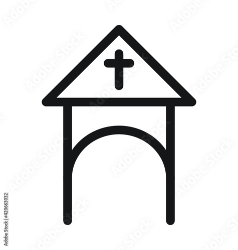 Church Vector Outline Icon