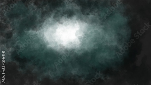 Abstract background with black green and white fluids