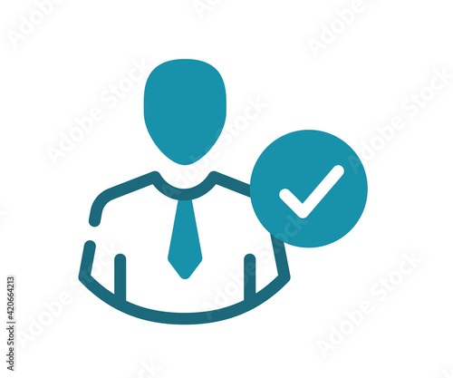 check profile user single isolated icon with solid line and dash style