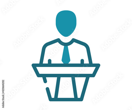 speech podium speaker single isolated icon with solid line and dash style