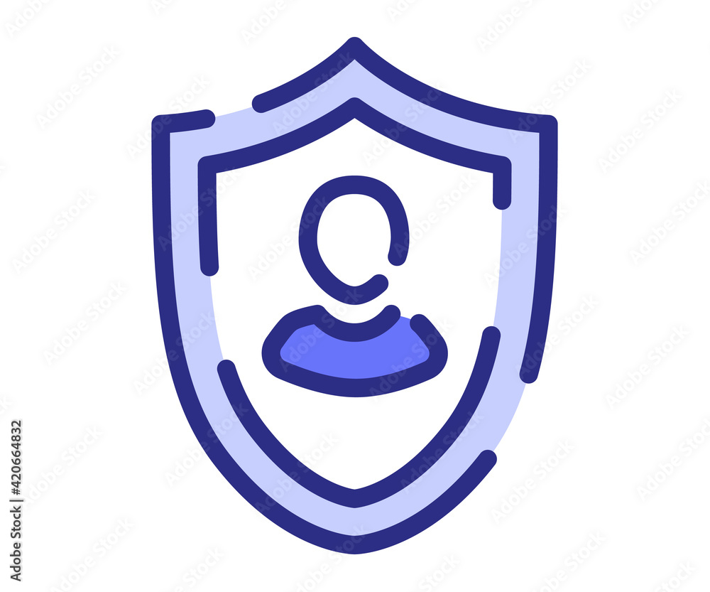 protection employee insurance single isolated icon with dash or dashed line style protection employee insurance single isolated icon with dash or dashed line style