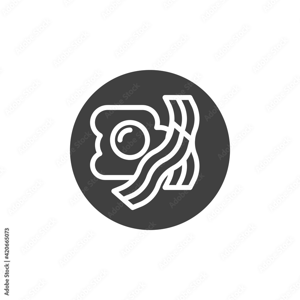 Breakfast with fried egg and bacon vector icon Breakfast with fried egg and bacon vector icon