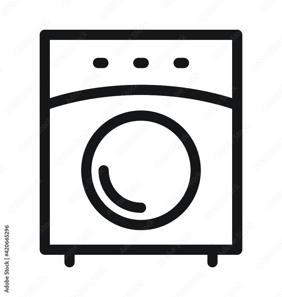 Washing Machine Vector Outline Icon Washing Machine Vector Outline Icon