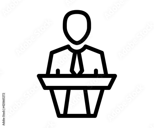 speech podium speaker single isolated icon with outline style