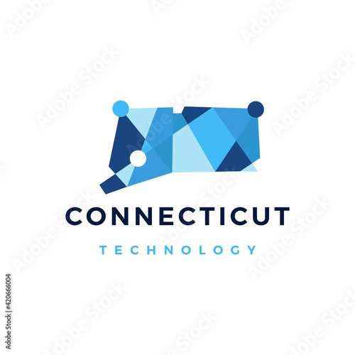 connecticut technology connection geometric polygonal logo vector icon illustration