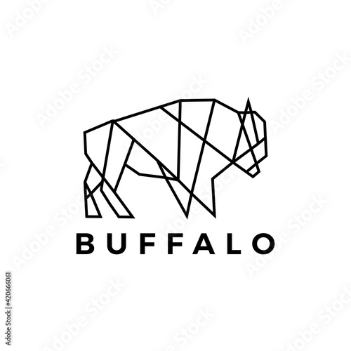 buffalo bison geometric polygonal logo vector icon illustration