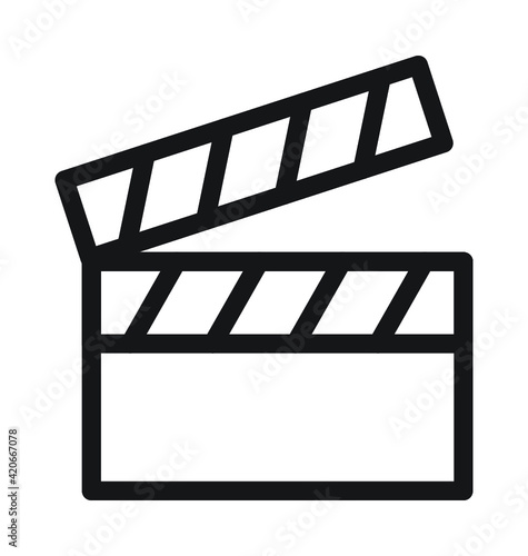 Clapperboard Line Vector Icon
