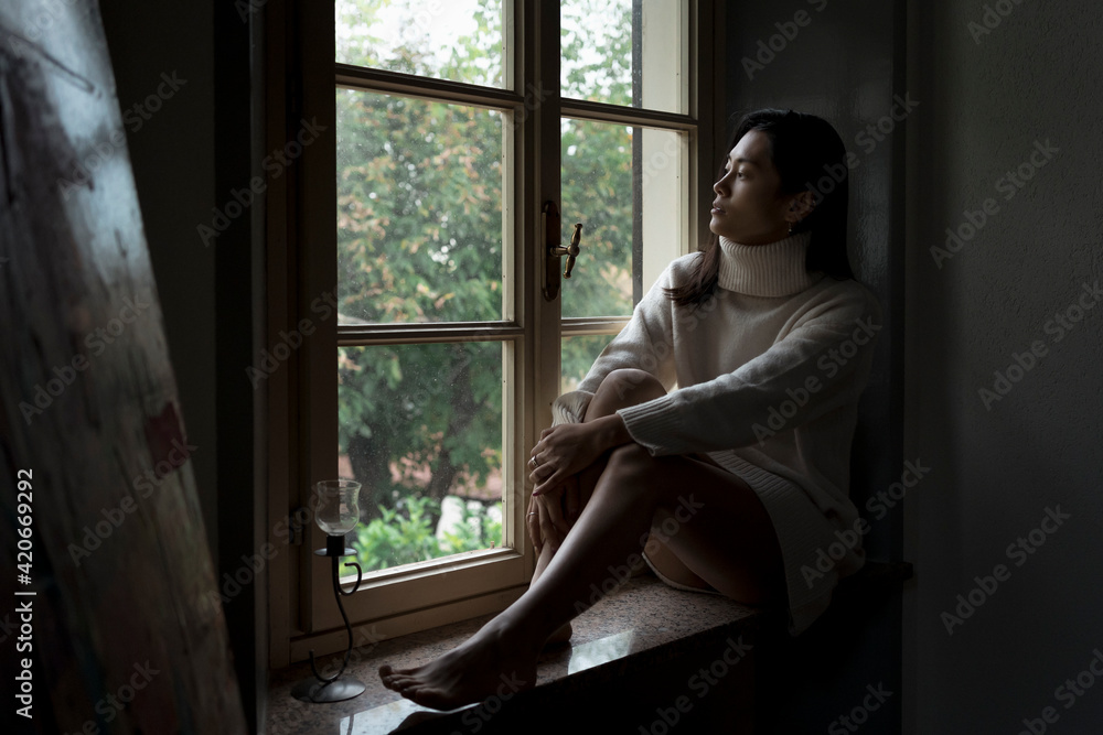 Asian woman at home during lockdown Asian woman at home during lockdown